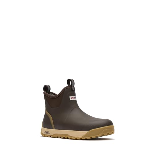 Image of Xtratuf 6 inch Men's Ice Fleece Lined Ankle Deck Boot - 100% Waterproof Rubber Footwear for Snow & Rain - Faux Shearling Lining - Slip-Resistant Outsole