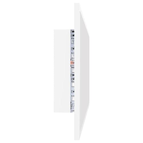 Miroir LED RVB Mangloder en acrylique blanc avec éclairage moderne et port USB