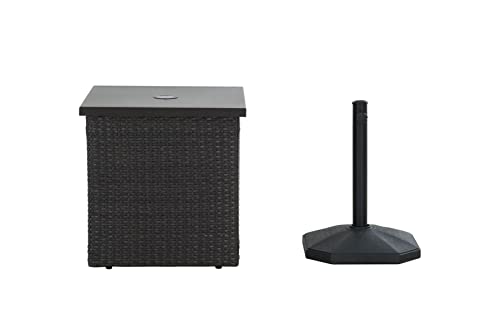 Sunjoy Vanessa Combination Umbrella Stand Side Table, Brown #TOP1