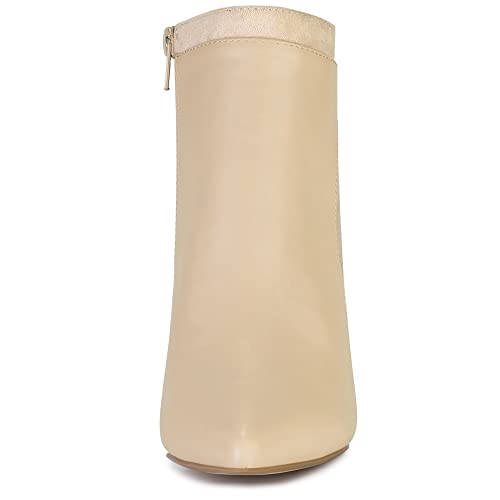 Allegra K Allegra K Women's Pointed Toe Side Zip Stiletto Heel Beige Ankle Boots 6.5 M US