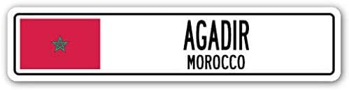 Agadir Morocco Street Sign Moroccan Flag City Country Road Wall Gift Street Sign 4x16 inches