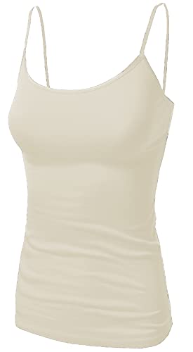 Image of Basic Camisole Cami Strappy Vest Top for Women Ladies and Girl Plus Size Cream