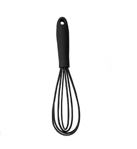 1Pc Black Mini Silicone Whisks,Non-Stick Whisks,Milk and Egg Beater Blender,Hand Egg Mixer,Kitchen for Cooking, Baking, Mixing,Stirring,Cooking Utensils,Kitchen Dining (6.7inch)