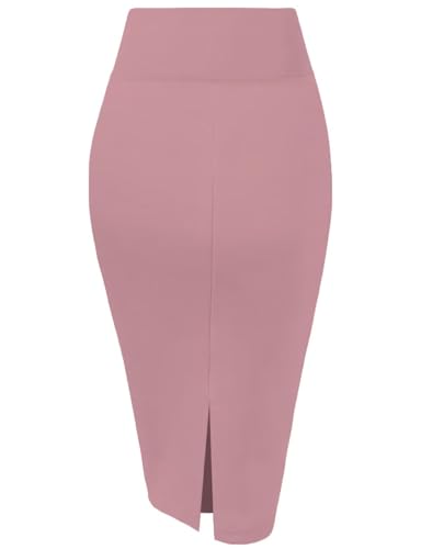 Image of Hybrid & Company Women's Premium Nylon Ponte Stretch High Waist Pencil Suit Skirt Below Knee
