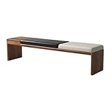 End of Bed Bench Wooden Shoe Changing Stool Black and White Color Blocking Simple and Casual Home Use Long Bench At The Foot of the Bed Storage Benches(Large)