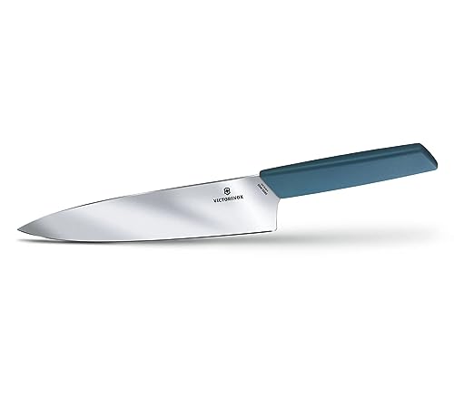 Victorinox, 6.9016.202B, Swiss Modern, Tranchiermesser, Extra scharfe Klinge, mit geradem Schliff, Robuster Kunststoff-Griff, Kornblumen-Blau, Made in Switzerland, Spülmaschinengeeignet