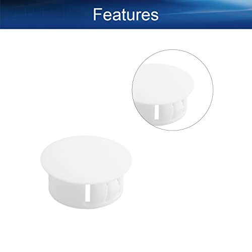 Image of Heyiarbeit 50pcs Hole Plugs 5 /8 inch / 16mm Nylon Plastic Round Snap in Type Locking Hole Tube Furniture Fencing Post Pipe Insert End Caps White Tone