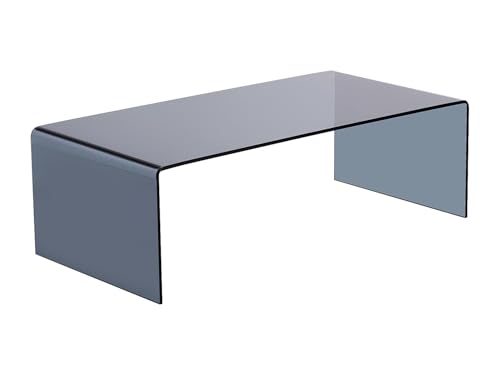 Vente-unique - Table Basse en Verre trempé courbé et fumé - Noir - Alonzo