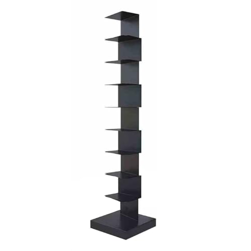 Estantería Vertical de 9 Niveles, estantería metálica para Espacios pequeños, estantería Flotante Invisible, estantería Alta y Estrecha con Escalera para Oficina en casa (Negra)