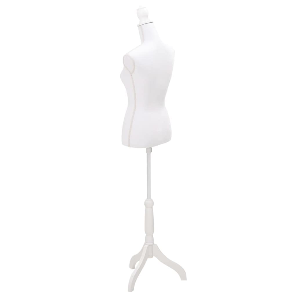 Weibliche Schaufensterpuppe höhenverstellbar 133-168 cm, Damenbüste Schneiderpuppe Torso Weiß aus 100% Polyester mit Stativ für Kleidungsausstellung