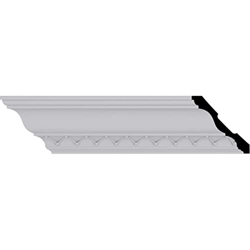 Endurathane Charlotte Crown Moulding, 4 1/4"H x 4 1/4"P x 6 1/8"F x 94 1/2"L, (1 5/8" Repeat), Factory Primed