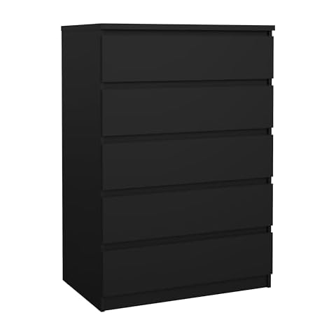 Tvilum 5 Drawer Chest, Black Matte Cover