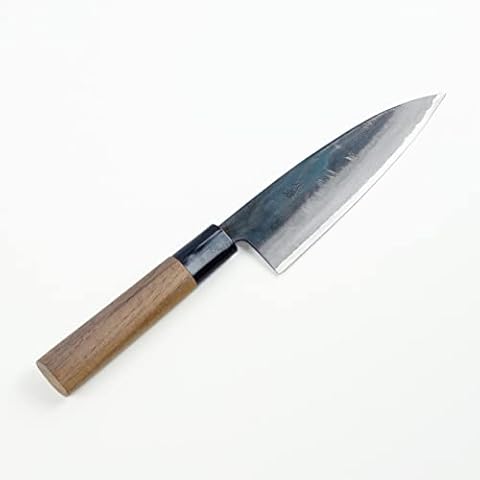 MOTOKANE HONMAMON Aogami Funayuki Hocho (for All Purpose Kitchen Knife) 150mm (ABT 5.9 Inch), Kurouchi, Double Bevel Cover