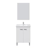 ARKITMOBEL Habitdesign Mueble de Baño con 2 Puertas y Espejo, Modulo Baño, Modelo LC1, Acabado en Blanco Brillo, Medidas: 60 cm (Ancho) x 80 cm (Alto) x 45 cm (Fondo). (Lavabo no Incluido)