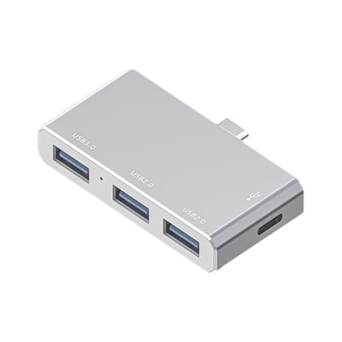 Estación de acoplamiento USB C - de zinc plateado 4 en 1, adaptador para 3 monitores, hub DisplayLink, extensor para 2 monitores, peso ligero de 19 g | Solución de pantallas múltiples para ordenador