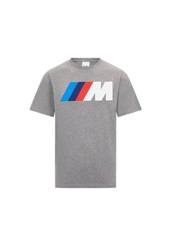 BMW M Core Default T-Shirt 100% Organic Cotton Puff Print Logo Unisex Regular Fit - Mid Grey Melange - Large