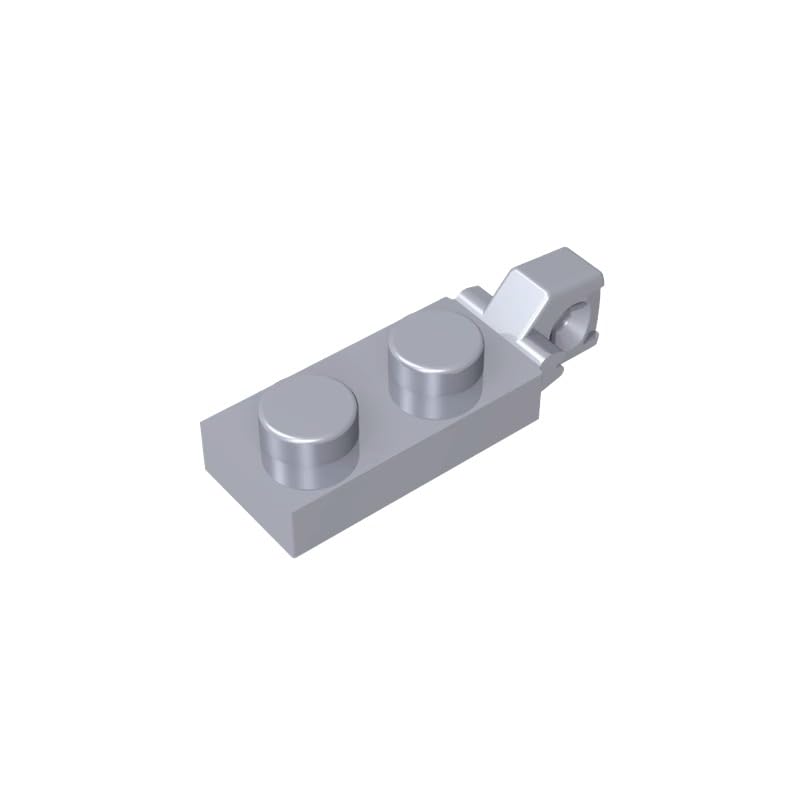 Gobricks 44301 Hinge Plate Hinge Plate 1x2 Locking with 1 Finger On End, Without Groove 50 Pieces GDS-820 Compatible with Lego Building Blocks Color:Flat Silver — image 1