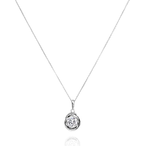 JEAN RACHEL JEWELRY 925 Sterling Silver Necklace for Women - Wire Wrap with Bezel Set Cubic Zirconia Vintage Design - Hypoallergenic, Lead & Nickel Free - Artisan Handcrafted Statement Necklace