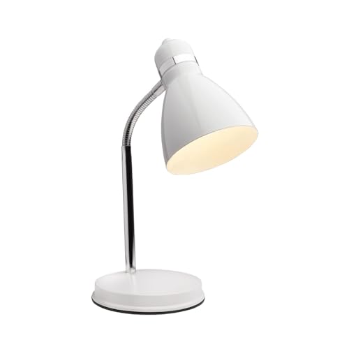 Newhouse Lighting Oxford White Metal Flexible LED Goose Neck Lamp for Desk or Table with 1 Free 6-Watt LED Bulb Included