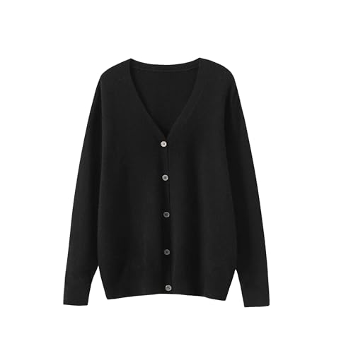 Men's Cable Knit Cardigan Sweater Winter Casual Merino Wool Sweater V Neck Long Sleeve Knitted Sweater Black