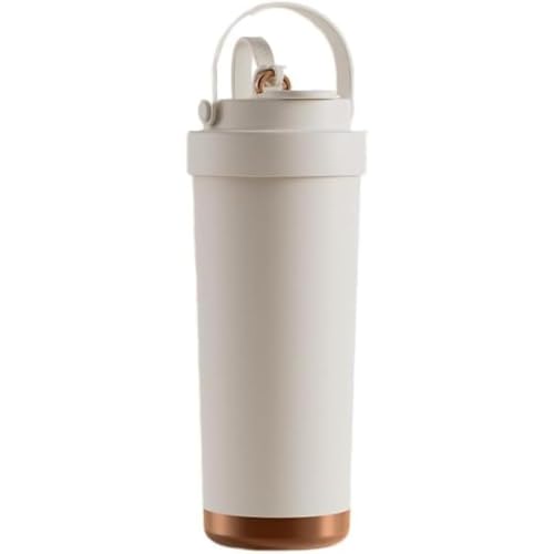 Dlwk セラミック タンブラー 750ml 蓋付き ストロー付き 真空断熱 加工 タンブラー 保温保冷 おしゃれ コーヒー用 水筒 車載可能 セラミックコーティング 軽量 携帯便利 (7.5*7.5*23.5cm,ホワイト)