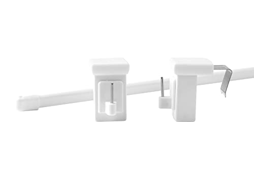 Deco-Raum Tringle de vitrage, extensible, blanche, longueur 50-80 cm, avec crochet rotatif pour cadre de fenêtre de 10-27 mm, ovale, sans perçage
