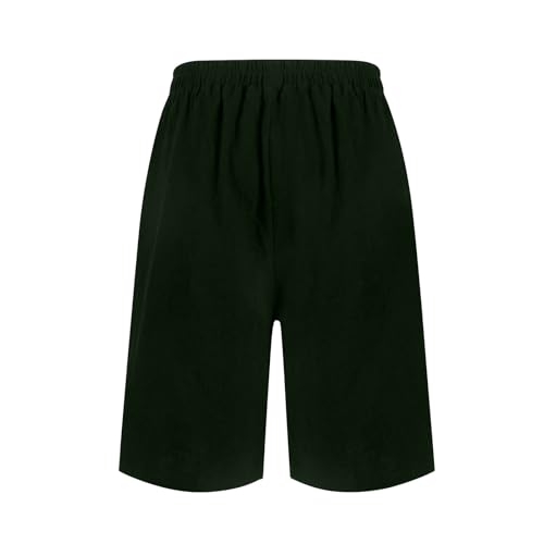 Linen Shorts for Women Loose Fit Knee Length Bermuda Summer Casual Elastic Waist Short Pants with Pockets4