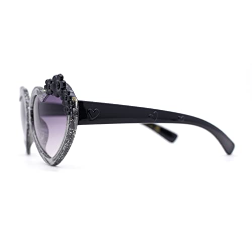 Kid Girls Heart Shape Flower Jewel Glitter Plastic Sunglasses3