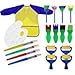 Kids Painting Drawing Tools Waterproof Art Smock Aprons,Mini Flower Sponge Brush Paint Tray Palette Set for Toddlers Early DIY Learning Toy (Yellow)