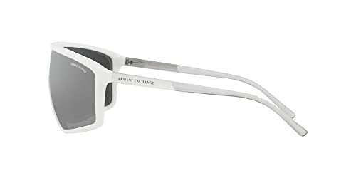 Armani Exchange Man Sunglasses Matte White Frame, Grey Mirror Silver Lenses, 0MM4