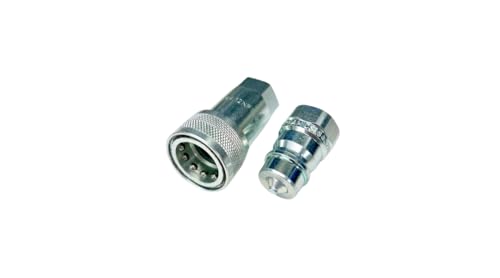 Image of 1 set of Hydraulic Quick Connect for Tractor, Size 1 /2 inch Thread 1 /2 inch NPT Ag ISO 5675 /ISO 7241-1 A Poppet Pioneer Style with Black Dust Cap included, .Dynamics. Brand