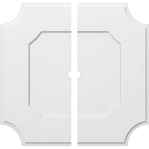 Image of Ekena Millwork CMP40LE2-02000 Locke Architectural Grade PVC Contemporary, Two Piece Urethane Ceiling Medallions 40 inchOD x 2 inchID x 24 inchC x 1 inchP