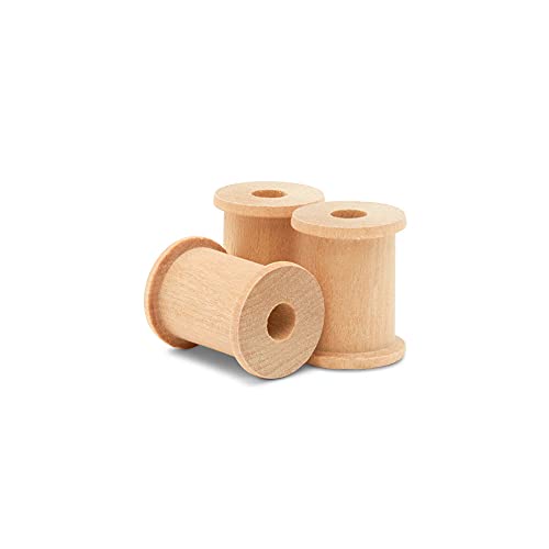 Wooden Spool for Crafts 1-1/8-inch Pack of 25 Small Empty Thread Spools Wood Spools for Crafts with Wooden Spindles by Woodpeckers