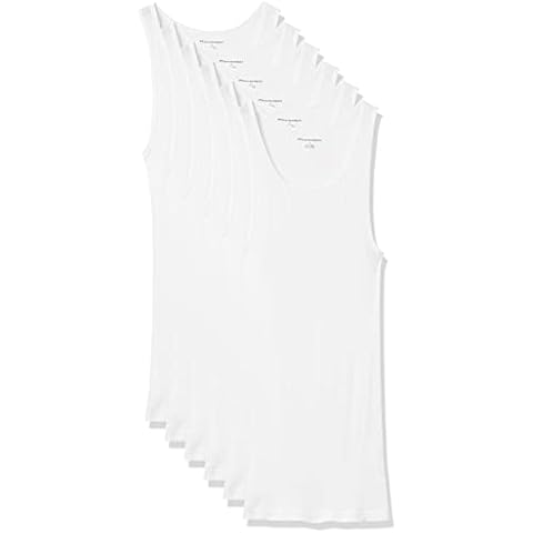 Amazon Essentials Camisetas Interiores de Tirantes Hombre, Pack de 6, Blanco, M Cover