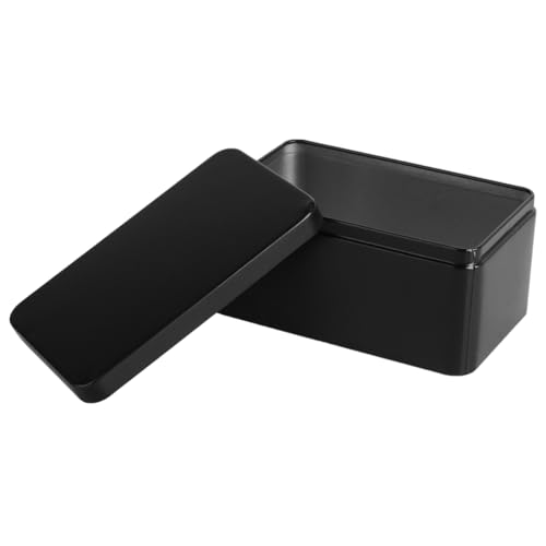 Garneck Rechteckige Blechdose Schwarz Tragbare Aufbewahrungsbox Für Tee Süßigkeiten Snacks Robustes Material Exquisites Design Für Zuhause