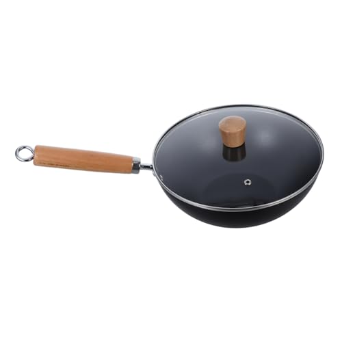 Wok de hierro Luxshiny con mango de madera, antiadherente miniatura 1