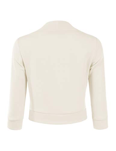 DOUBLJU Bolero Open Front Cardigan Crop Jackets 3/4 Sleeve Basic Cropped Blazers Business Casual for Womens with Plus Size3