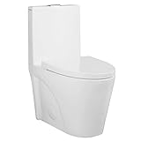 Fine Fixtures Dual-Flush Elongated One Piece Toilet Bowl - Soft Close Seat with High Efficiency Dual Flush in White…