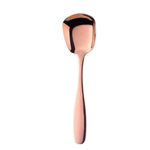 ZONLITYU Cucchiaio Square Dinner Spoons Rice Dinnerware Long Handle Drink Spoon for Ice Cream Dessert Salad(Pink)