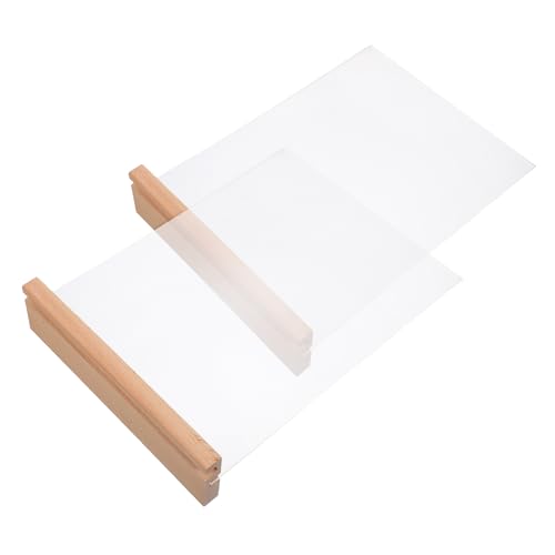 FUNNETOYU 2 Ensembles Lot de 2 sets de Supports de Menu Acrylique Double Face de L et T, Socle en Bois de Hêtre, Format 21,6 X 27,9 CM, Porte-Affiche Transparent pour Bureau, Restaurant et