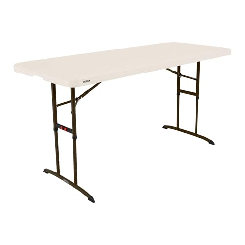 LIFETIME 6-Foot Adjustable Height Nesting Table Commercial Almond