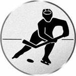 S.B.J - Sportland Pokal/Medaille Emblem, Motiv Eishockey, Durchmesser 50 mm, Silber
