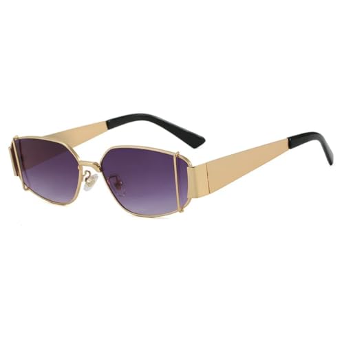 Lunettes de soleil rectangulaires femme UV400 protection solaire monture métal