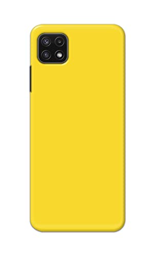 Image of Printed Hard Back Cover Case for Samsung Galaxy A22 5G | A22s 5G | Samsung F42 5G Back Cover (Plain Yellow) -1803