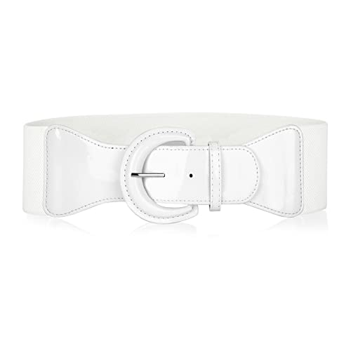 LEACOOLKEY Frauen Bow Knot Elastischer Taillengürtel für Kleid, Vintage Stretchy Wide Bund Cinch Gürtel mit Druckknopfschnalle