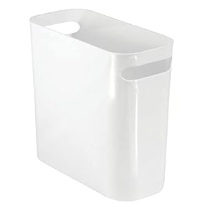 mDesign Plastic Small Trash Can, 1.5 Gallon/5.7-Liter Wastebasket, Narrow Garbage Bin with Handles for Bathroom, Laundry…