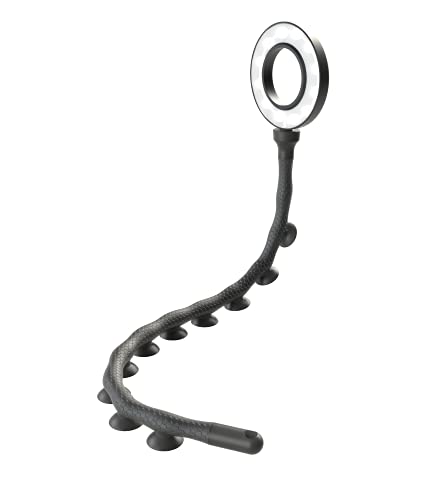 DigiPower Twist - Anillo de luz Flexible con 10 ventosas para un Agarre óptimo en PC, portátil, Tablet y Espejo, Color Negro