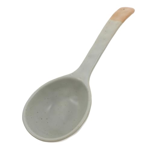 LALADEFIEE Ceramic Soup Spoon Long Handle Japanese Style Oriental Dumpling Spoon for Wonton Noodles Decorative Kitchen Utensil