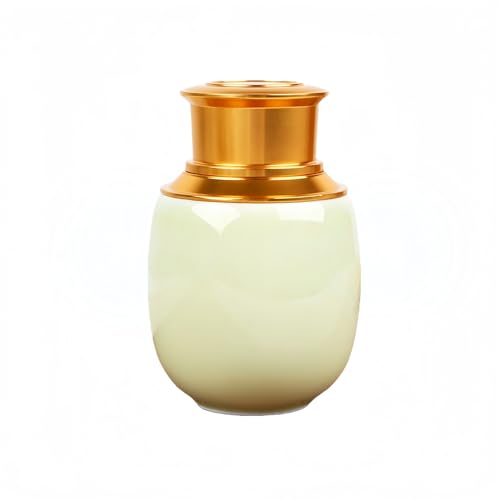 陶器製ミニ骨壺・容量200ml・高さ約10.6cm直径約7cm | ネジ式二重蓋構造で密閉性高い納骨壺 | 手元供養・分骨・仏壇安置・ペット供養用 (d)