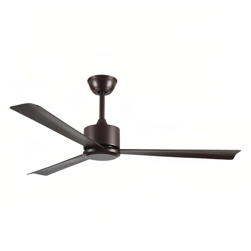 GZDXBF Ventilador De Techo De 3 Aspas Sin Luz, Control Remoto, 6 Velocidades, Reversibles Y Silenciosos - Montaje En Techo(Brass,52IN/132CM)